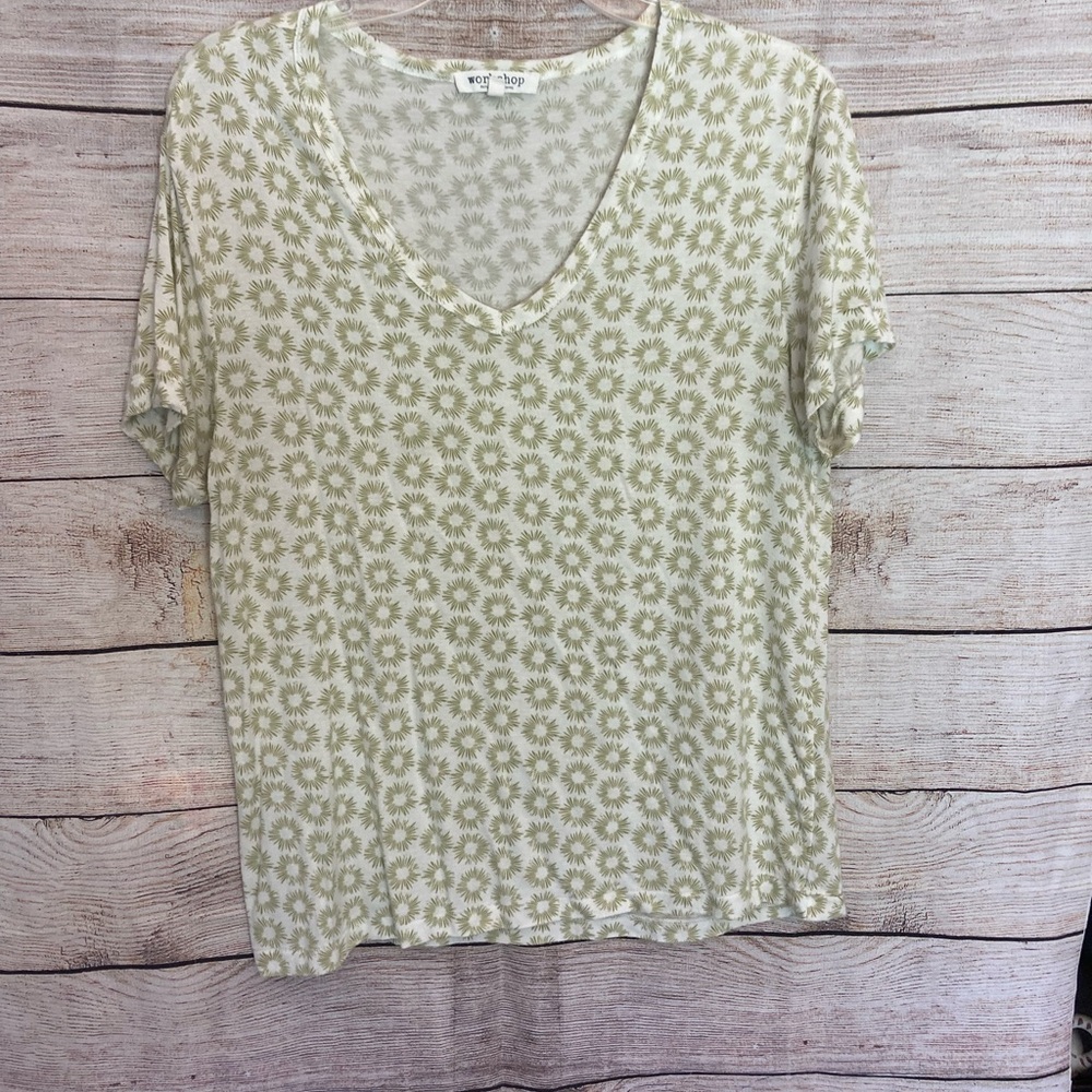 Workshop Republic Clothing Olive Floral V-Neck Tee